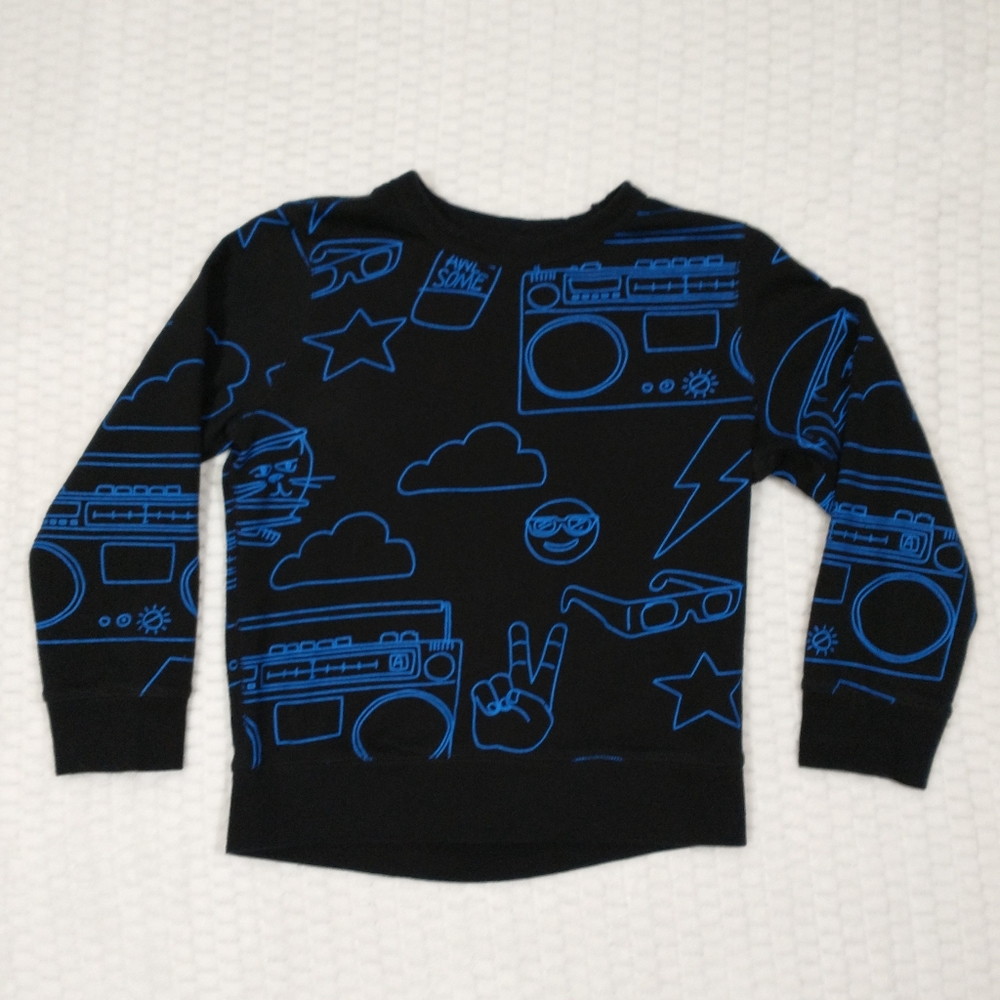 Black and Blue Graphic Kids Sweatshirt rockets of awesome